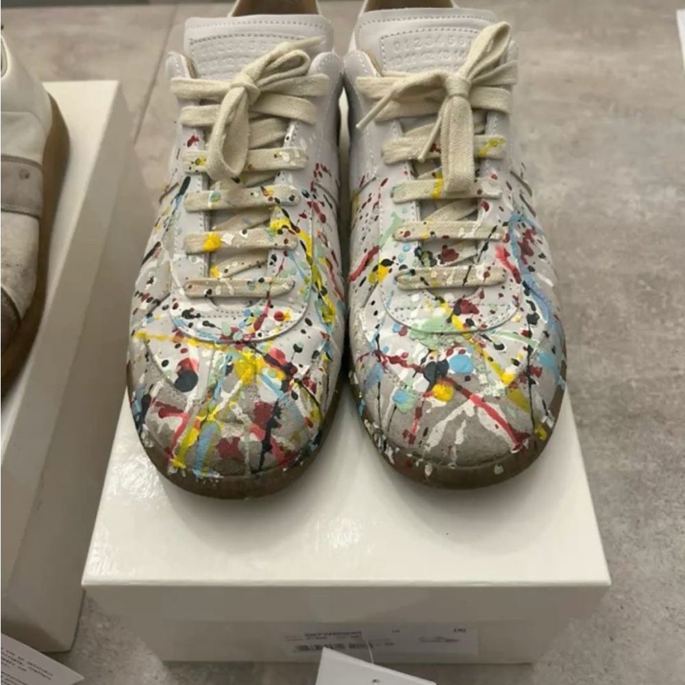 Maison Martin Margiela White Multicolor Splatter Sneakers